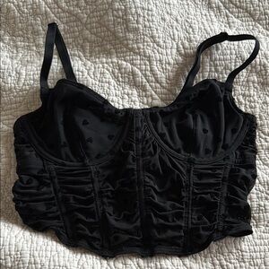 Gilly Hicks Black Heart Patterned Bustier Top size XS